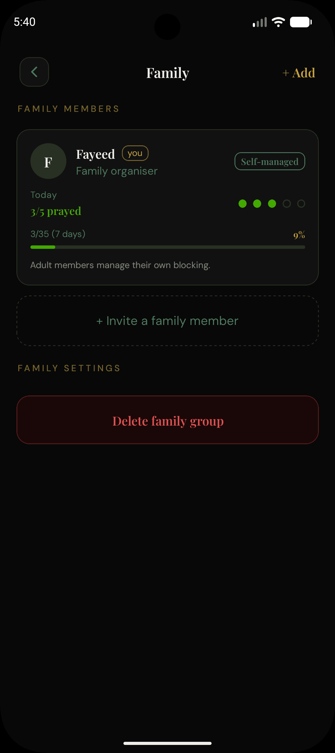 Waqt family mode screen